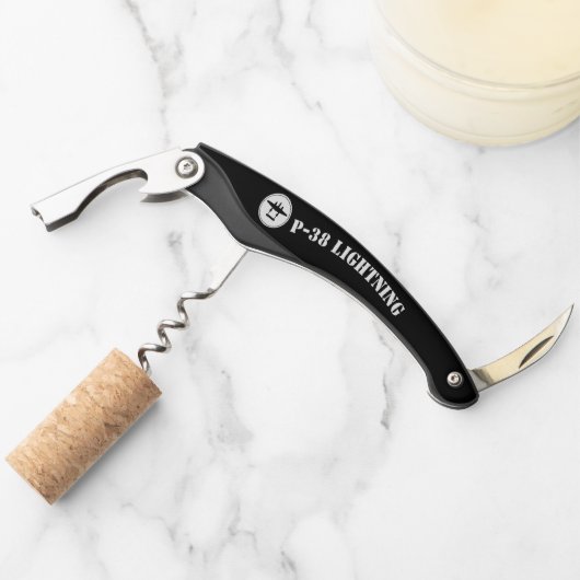 P-38稲妻ステンシル（円形シルエット付） ソムリエナイフ (正面)