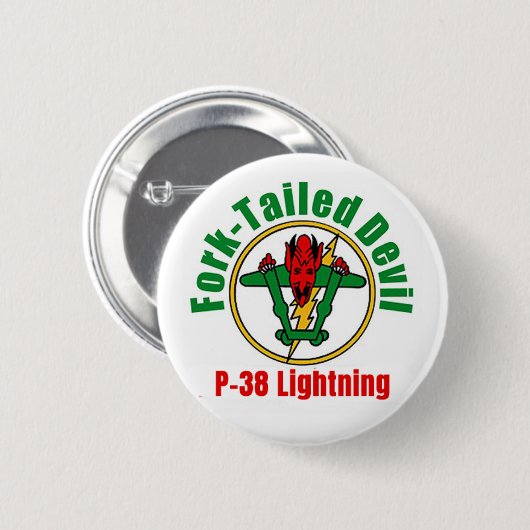 P-38稲妻フォークテールデビルピン 缶バッジ (正面&裏面)