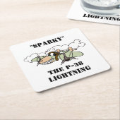 P-38稲妻「スパーキー」 スクエアペーパーコースター (アングル)
