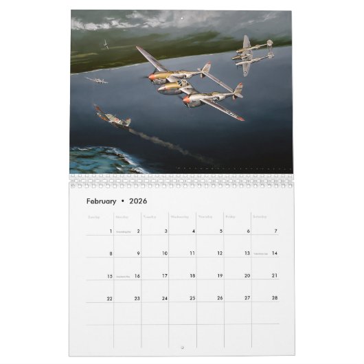 P-38 Lightning Authorized 2026 Calendar カレンダー (2月 2026)
