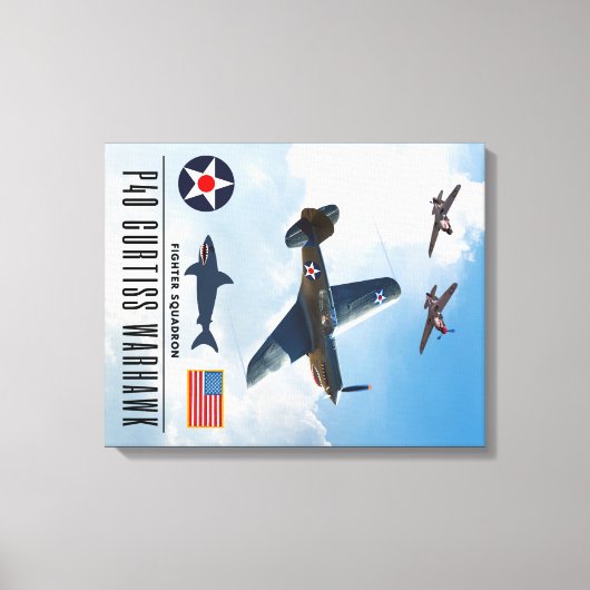 P-40カーティスウォーホーク戦闘隊 キャンバスプリント (正面)