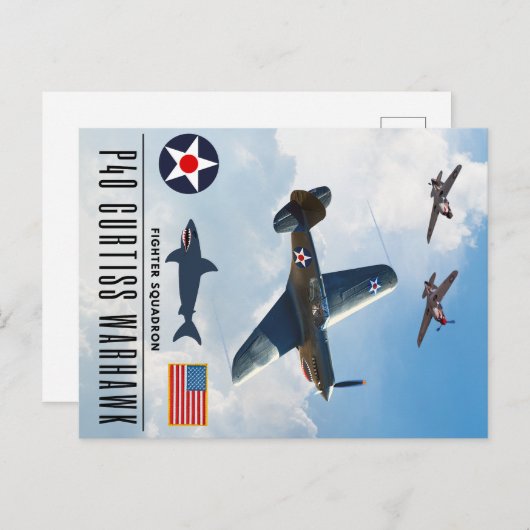 P-40カーティスウォーホーク戦闘隊 ポストカード (正面/裏面)