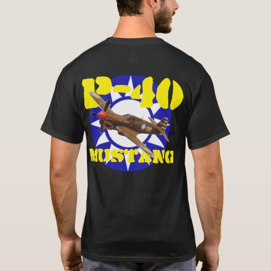 P-40ムスタングの飛んでいるなトラ Tシャツ (裏面)