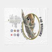 P-40 WARHAWK CURTIS FLYING TIGERS PLANE フリースブランケット (正面(横))