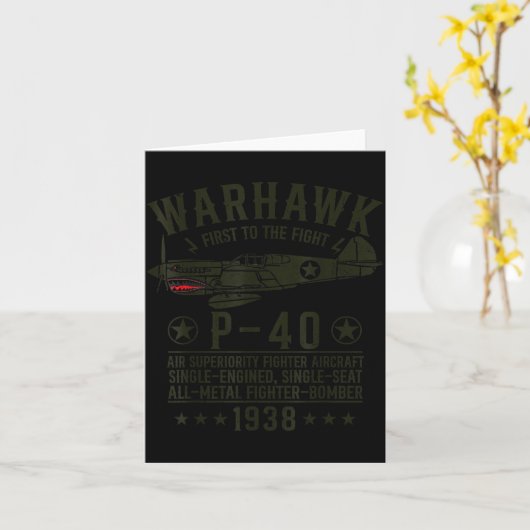P-40 Warhawk Ww2 Fighter Aircraft First To The Fig カード (黄色い花)