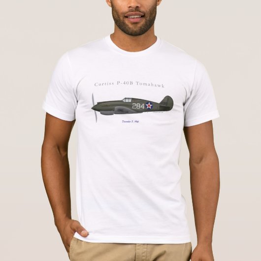 P-40Bのトマホークの戦闘機 Tシャツ (正面)