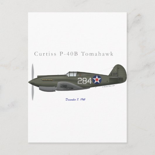 P-40Bパールハーバー防衛 ポストカード (正面)