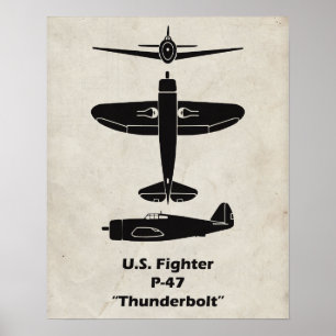 P-47 Thunderbolt飛行機ポスターとデコール ポスター