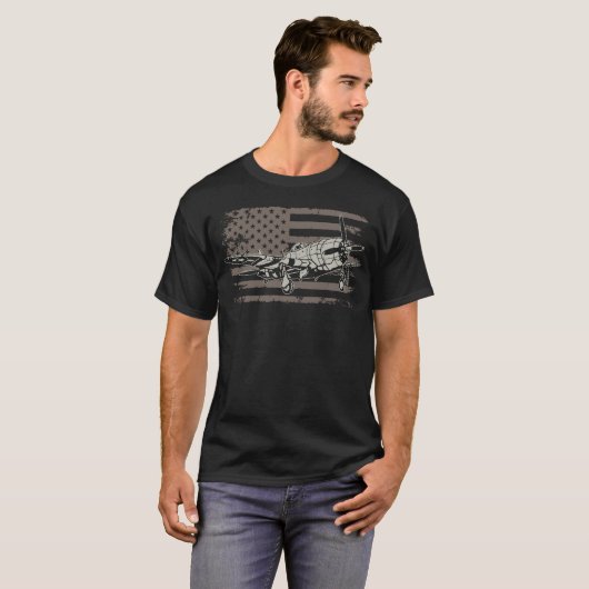 P-47 Thunderbolt American Fighter Plane Tシャツ (正面フル)