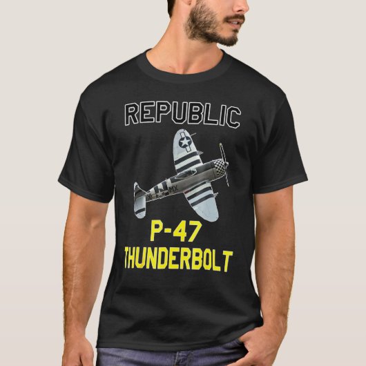 P 47 Thunderbolt The Jugg第2次世界大戦飛行機履歴 Tシャツ (正面)
