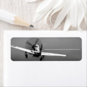 P-51マスタングが暴風雨で離陸する ラベル (インサイチュ)