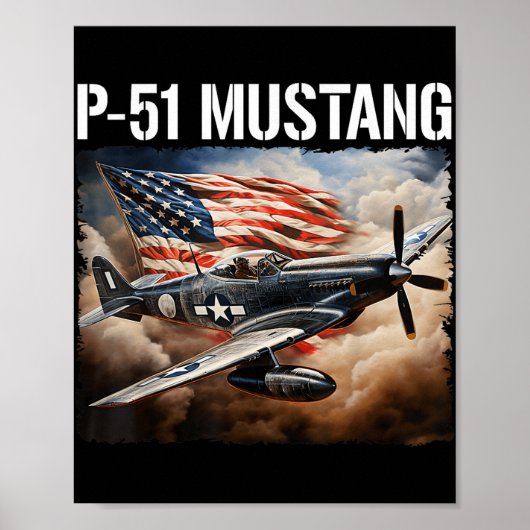 P-51マスタングアメリカ第2次世界大戦戦闘機P-51 Mu ポスター (正面)