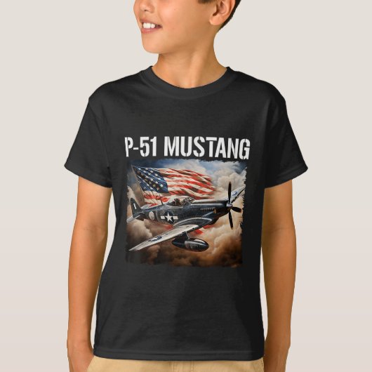 P-51マスタングアメリカ第2次世界大戦戦闘機P-51 Mu Tシャツ (正面)