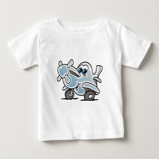 P-51マスタング似たベビー飛行機 ベビーTシャツ (正面)