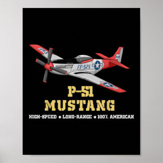 P-51マスタング第二次世界大戦ファイター爆撃機 ポスター