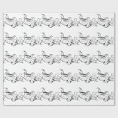 P-51マスタング（白黒） ラッピングペーパー (フラット)