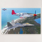 P-51 MUSTANGおよびF-22 RAPTOR(20x30インチ) ジグソーパズル (横)