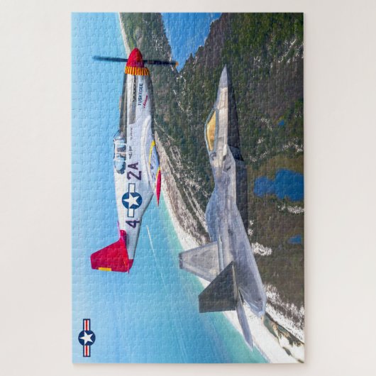P-51 MUSTANGおよびF-22 RAPTOR(20x30インチ) ジグソーパズル (縦)