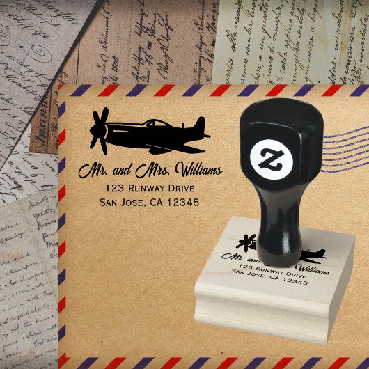 P-51 Mustang Airplane Cool Pilot Fun Aviation ラバースタンプ