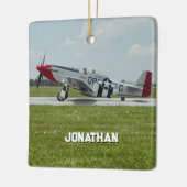 P-51 Mustang Airplane Photo Pilot Personalized  セラミックオーナメント (左)