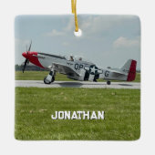 P-51 Mustang Airplane Photo Pilot Personalized  セラミックオーナメント (正面)
