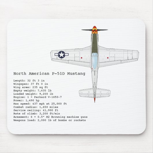 P-51Dのムスタングのmousepad マウスパッド (正面)