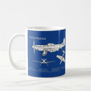 P-51Dマスタング – 飛行機の設計図ABD コーヒーマグカップ