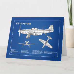 P-51Dマスタング – 飛行機の設計図ABD サンキューカード