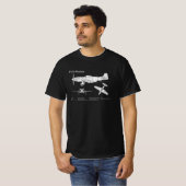 P-51Dマスタング – 飛行機の設計図ABD Tシャツ (正面フル)