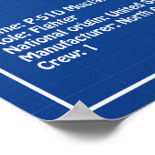 P-51Dマスタング – 飛行機の設計図AD ポスター (角)