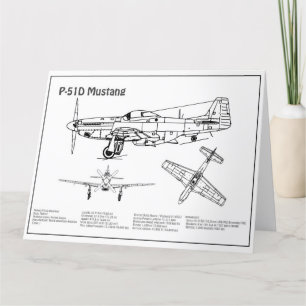 P-51Dマスタング – 飛行機の設計図BD サンキューカード