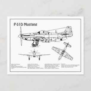 P-51Dマスタング – 飛行機の設計図BD ポストカード