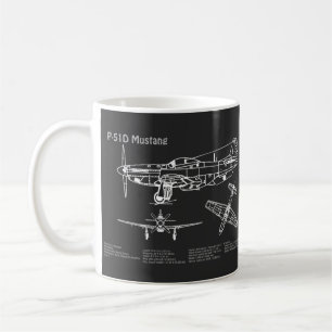 P-51Dマスタング – 飛行機の設計図PD コーヒーマグカップ