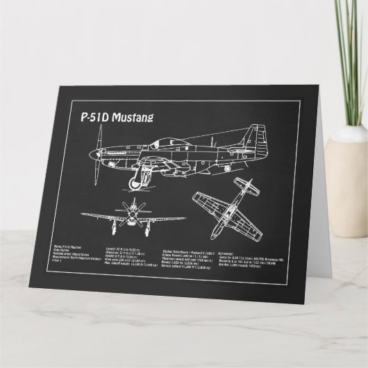 P-51Dマスタング – 飛行機の設計図PD サンキューカード (正面)