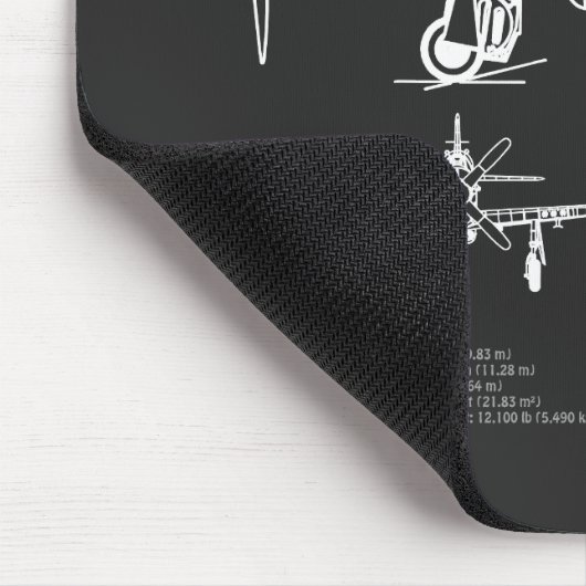 P-51Dマスタング – 飛行機の設計図PD マウスパッド (コーナー)