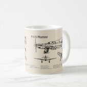 P-51Dマスタング – 飛行機の設計図SD コーヒーマグカップ (正面右)