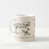 P-51Dマスタング – 飛行機の設計図SD コーヒーマグカップ (正面左)