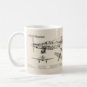 P-51Dマスタング – 飛行機の設計図SD コーヒーマグカップ