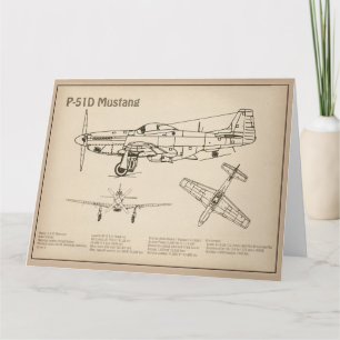 P-51Dマスタング – 飛行機の設計図SD サンキューカード