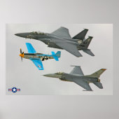 P-51D、F-16C、およびF-15E ポスター (正面)