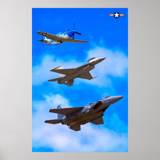 P-51D、F-16C、およびF-15E ポスター (正面)