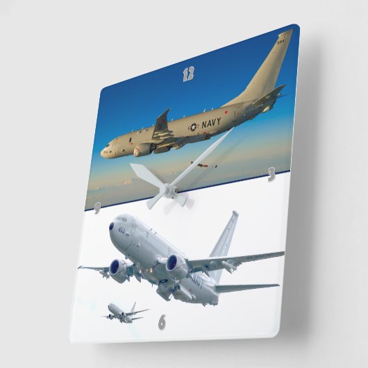 P-8ポセイドン スクエア壁時計 (傾斜)