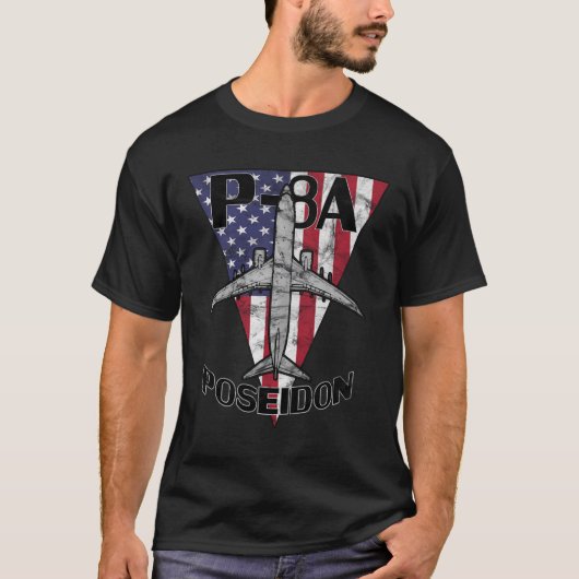 P-8 Poseidon Military Airplane Patriotic Vintage Tシャツ (正面)