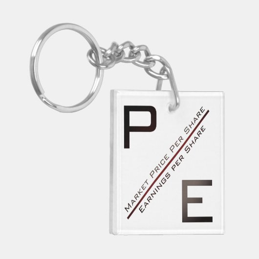 「P/E比」 キーホルダー (正面左)