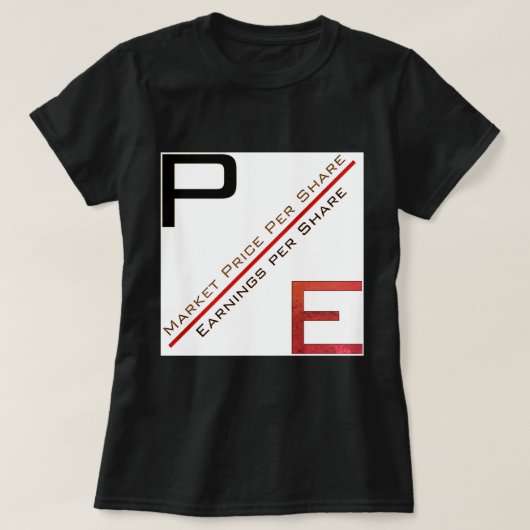 「P/E比」 Tシャツ (デザイン正面)