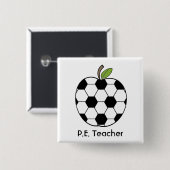P.E. 先生のサッカーボールのAppleボタン 缶バッジ (正面&裏面)
