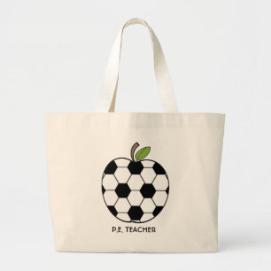 P.E. 先生のバッグ-サッカーボールApple ラージトートバッグ