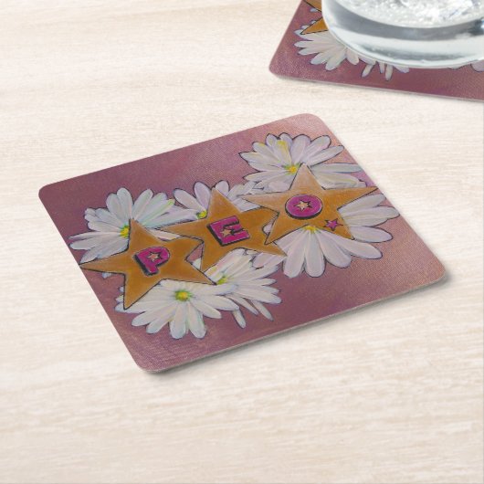 P.E.O. 姉妹関係 スクエアペーパーコースター (アングル)