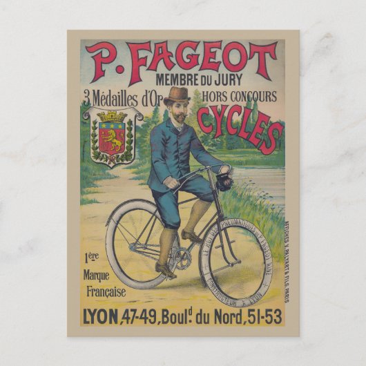P. Fageot Vintageポスター1895 ポストカード (正面)