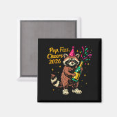 P Fizz Cheers 2026 Funny Raccoon New Year Design  マグネット (正面/裏面)